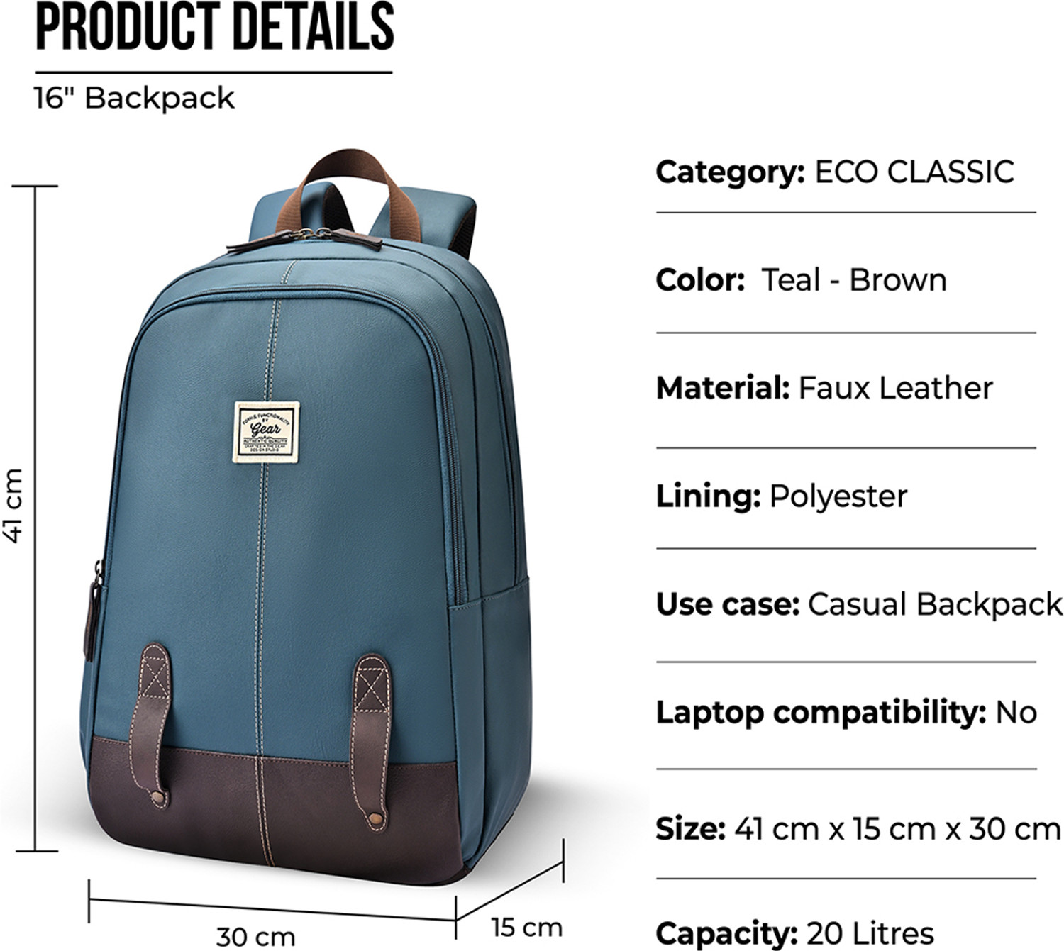 Image of Gear ECO CLASSIC DAYPACK 16 20 L Backpack