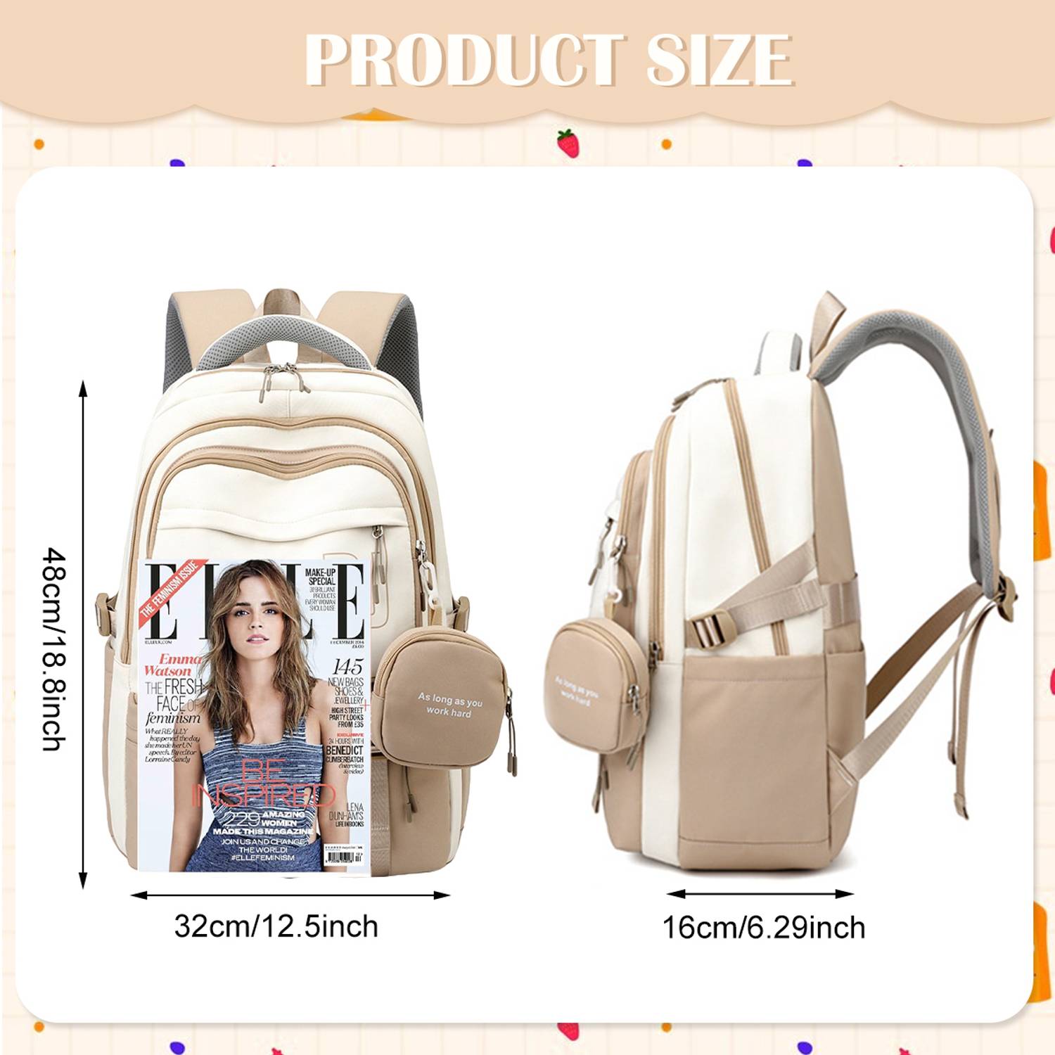 maycreate Girls School Backpack 5.67L Khaki - Image 3