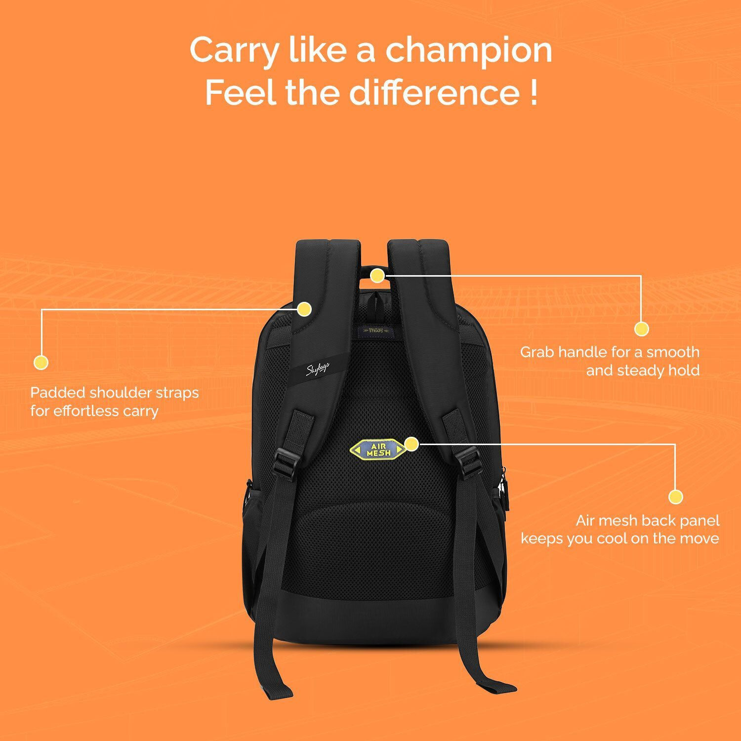 Image of SKYBAGS KLAN V2 05 SCBP BASKETBALL BLACK 38 L Backpack