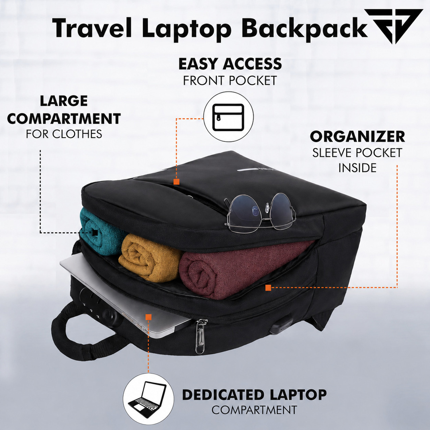 Image of Hunky Anti Theft Laptop Backpack | Number Lock | USB Charging | 15.6 Inch Laptop Waterproof Backpack