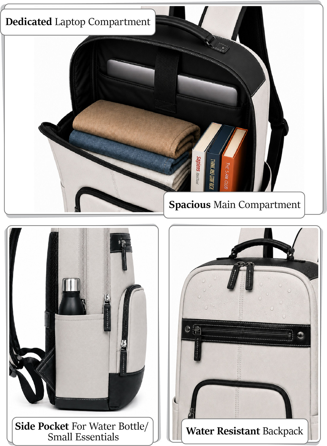 Image of FUR JADEN Vegan Leather Premium Bag with 15.6 Inch Laptop Compartment 25 L Laptop Backpack