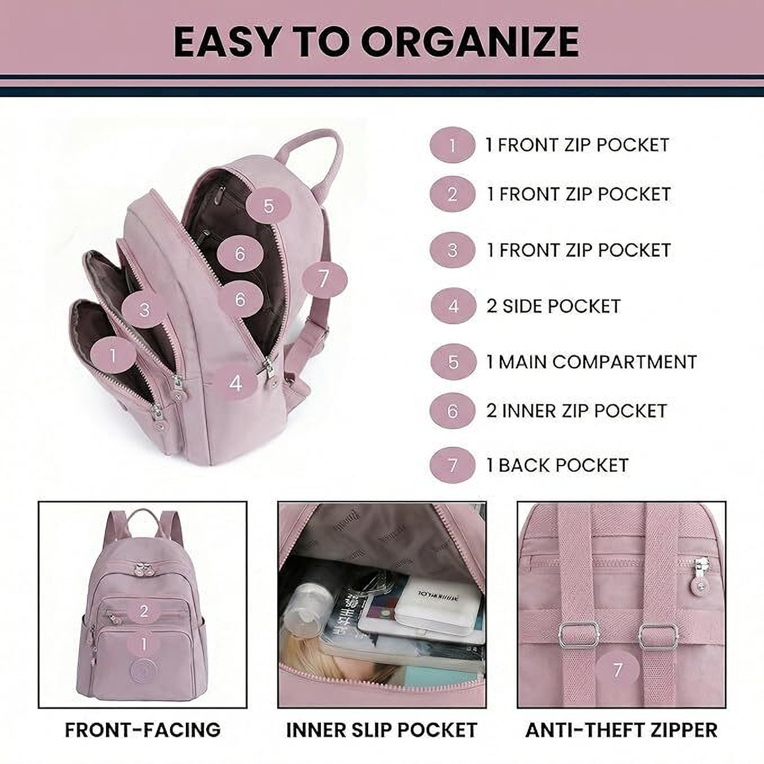 Image of TS WITH TECHSUN Stylish Backpack for Women & Girls Multipocket Daypack for Travel, Office, Work 10.3 L Backpack