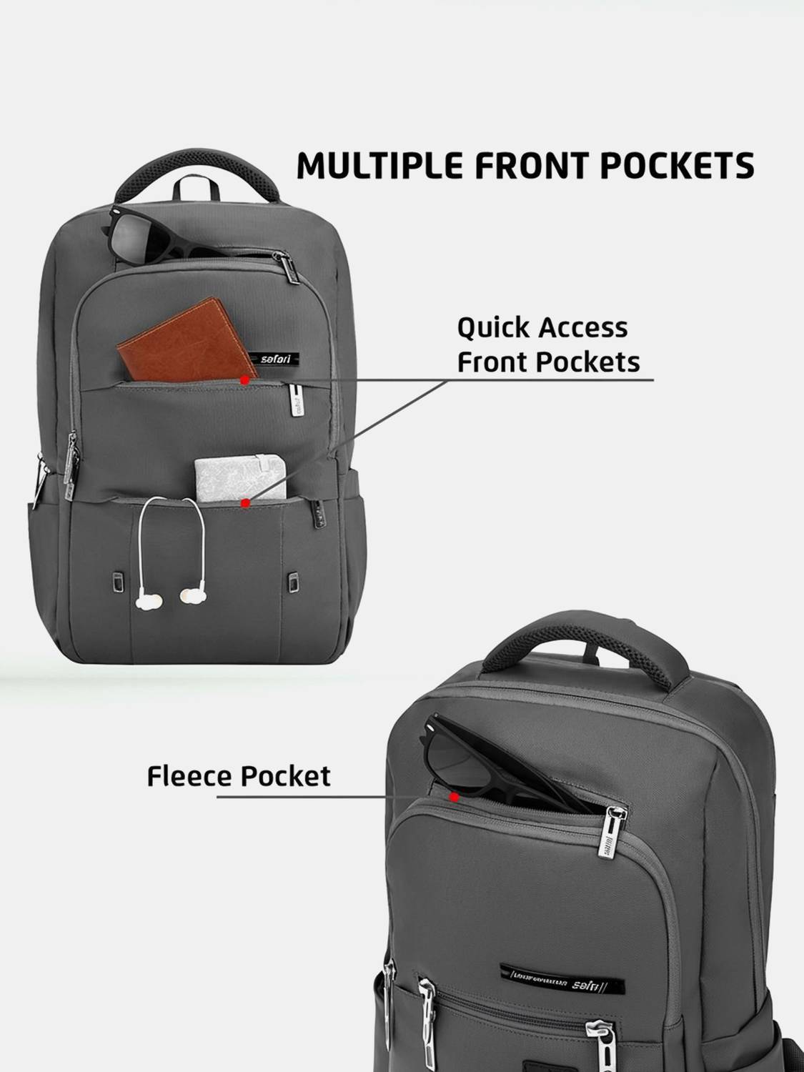 SAFARI Elite 25L Laptop Backpack Gray - Image 5