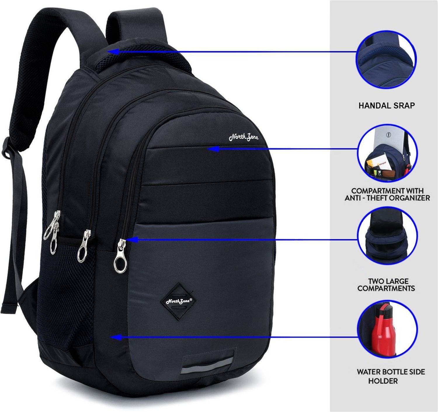NorthZone 30L Laptop Backpack with Rain Cover - Image 4