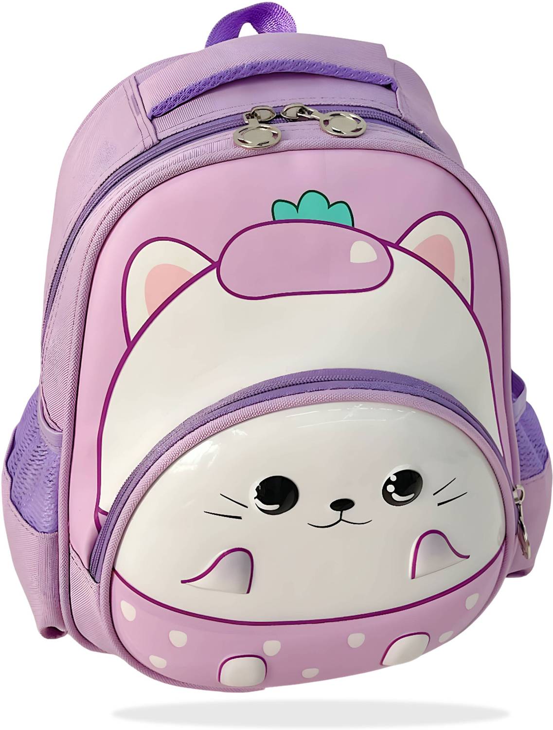 Bembika Kindergarten Kitty Face Kids School Bag for Boys and Girls, Toddler- Lavender 5 L Backpack