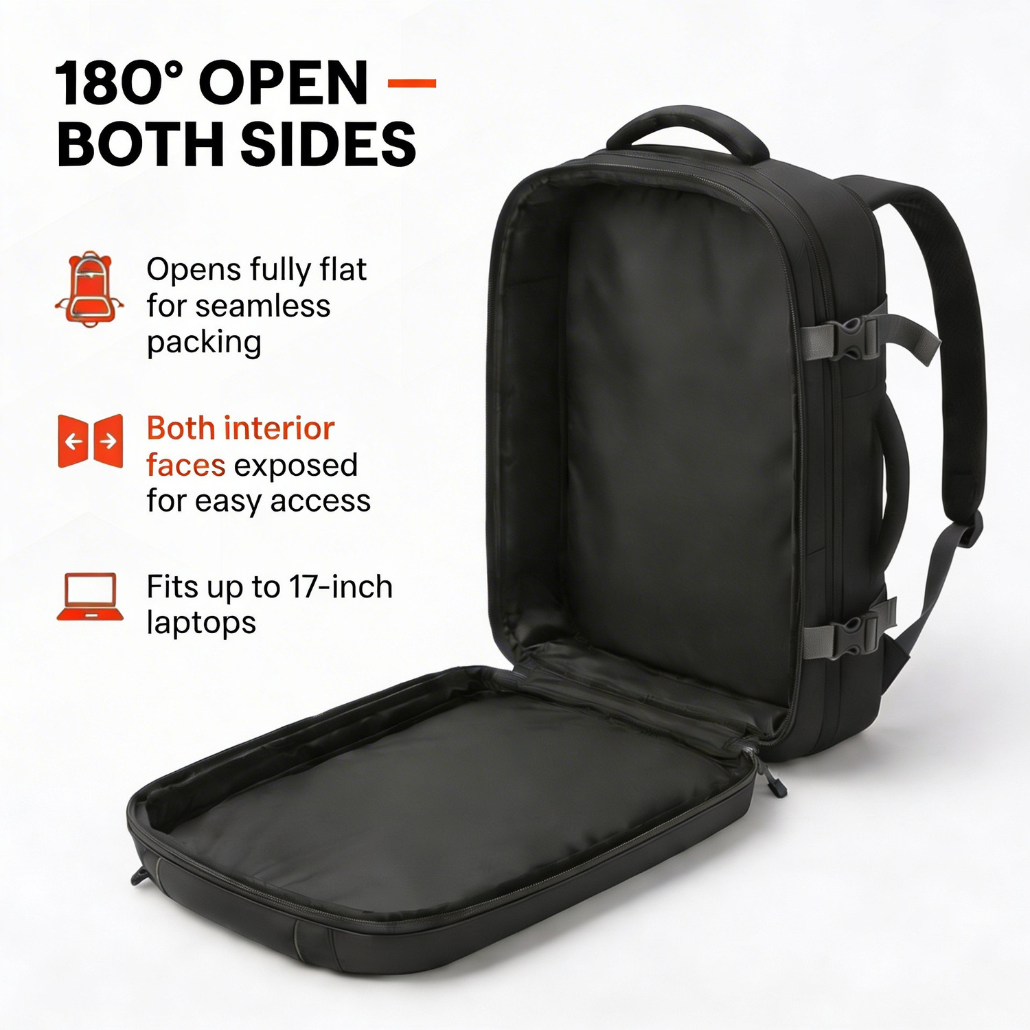 Image of Lunar's Large 45 L Laptop Backpack 45L Laptop Backpack with Anti-Theft Pocket Foam Padded (Black)