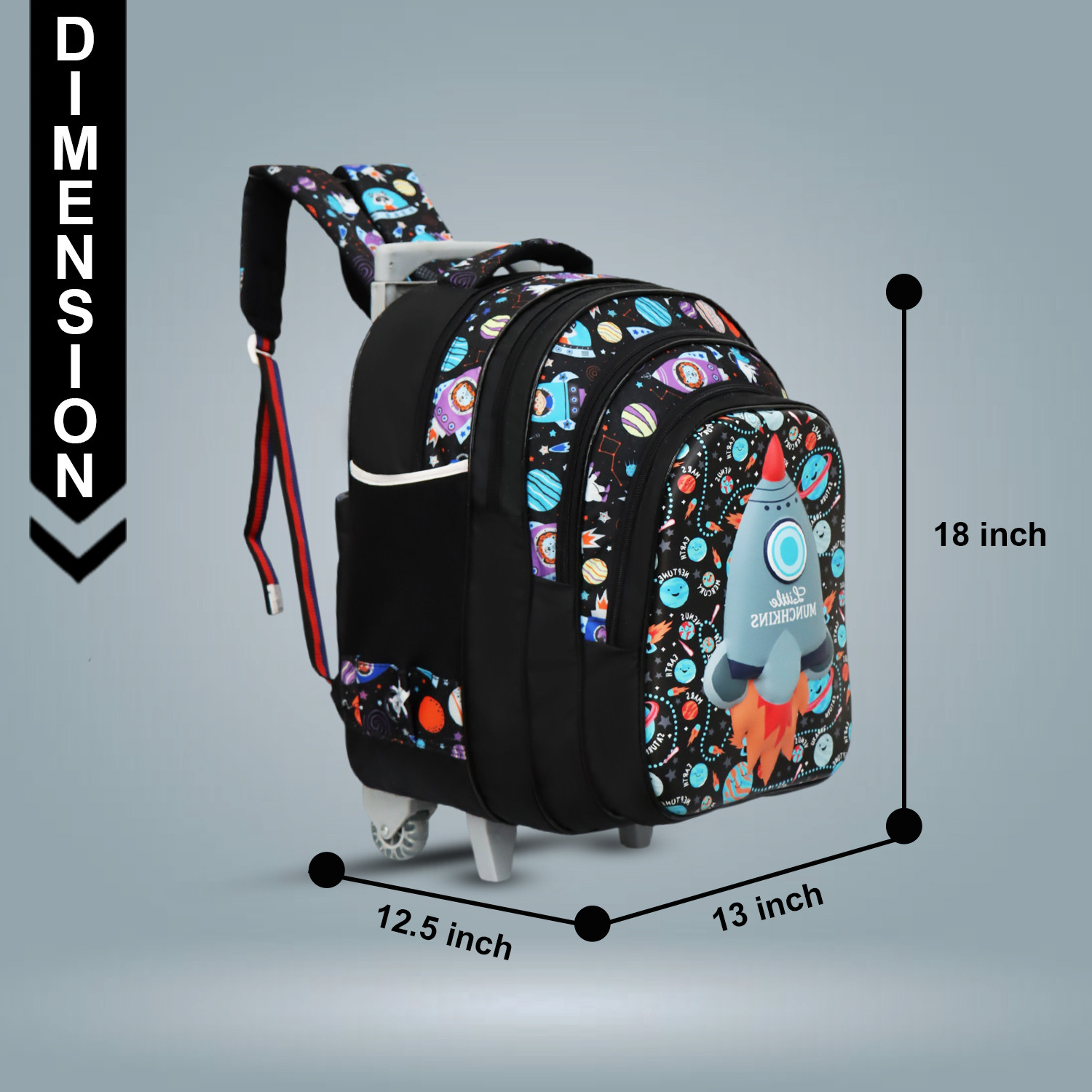 Image of Little Munchkins Cute Shark 3D School Trolley Bag |School trolley bag girls|trolley cum backpack 35 L Trolley Backpack