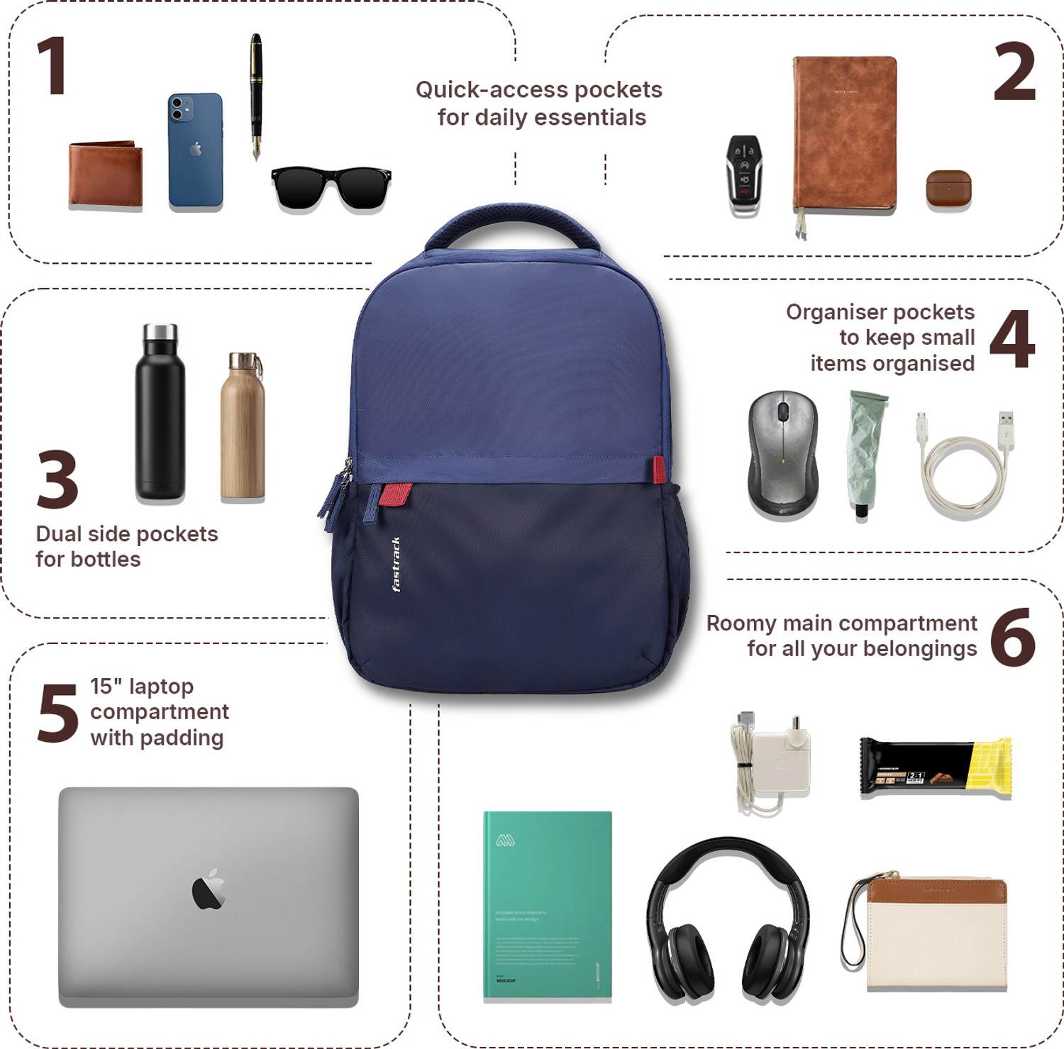 Image of Fastrack Unisex Carryall Laptop Backpack with 15 inch Laptop Sleeve 20 L Laptop Backpack