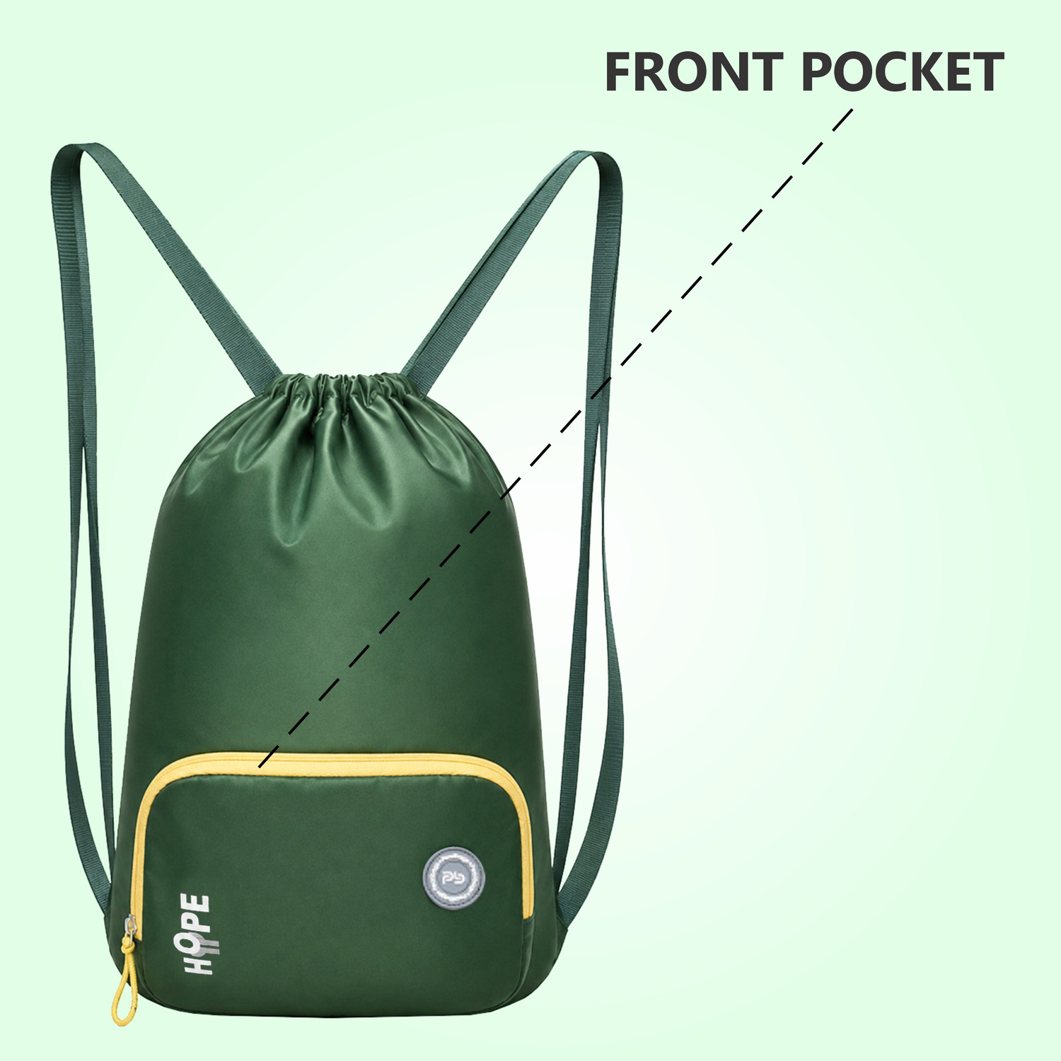 Image of PB Pearl Bags Premium Polyester Drawstring / Dori Bag with Front Zip Pocket (46.5x32.5X11 CM) 17 L Backpack