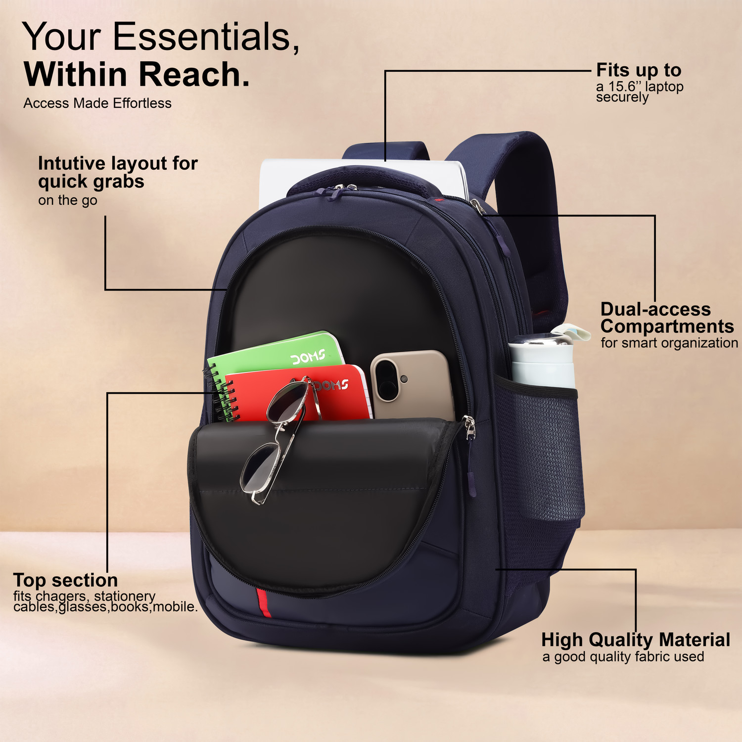 Image of MOONLARK Waterproof Travel Backpack with Rain Cover | Large Capacity Office & College Bag 35 L Laptop Backpack