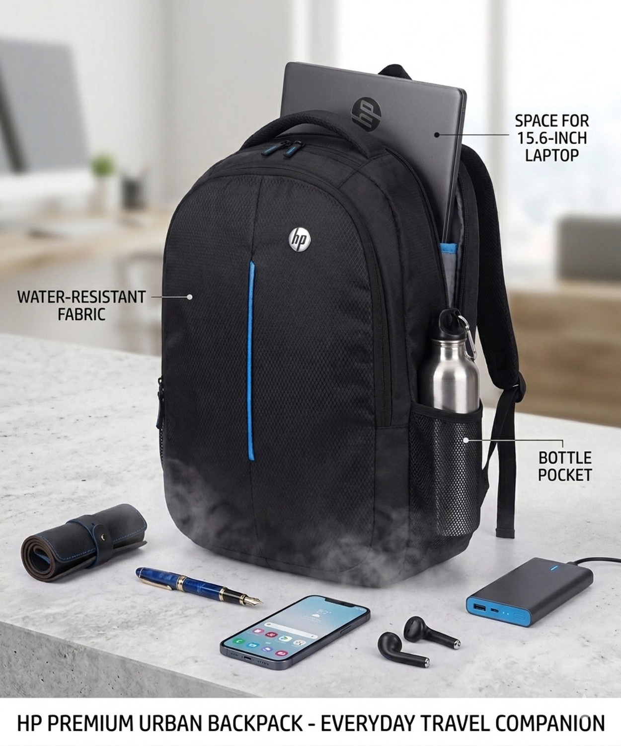Image of ROCCO TOURIST Small 16 L Laptop Backpack GR-006-BLACK BLUE (Black, Blue)