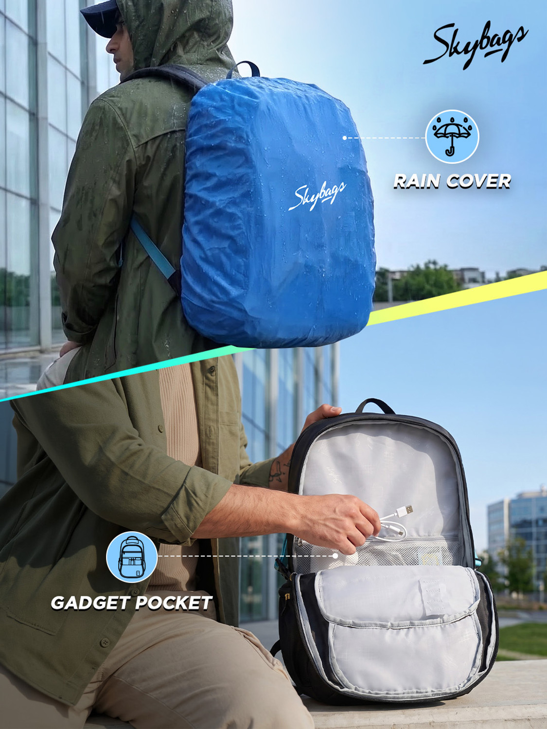 Image of SKYBAGS Connect Office Laptop Backpacks with Rain Cover | Adjustable Strap 23 L Backpack
