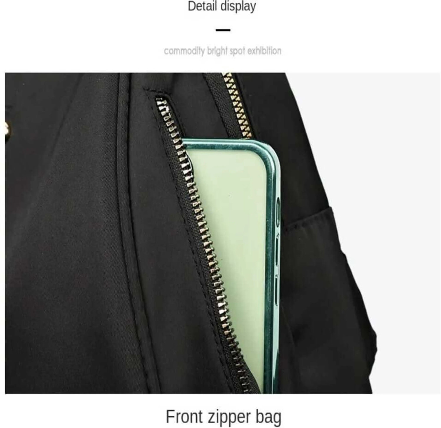Image of speginic Trendy women's backpack handbag with a sleek solid black look and golden zippers 15 L Backpack