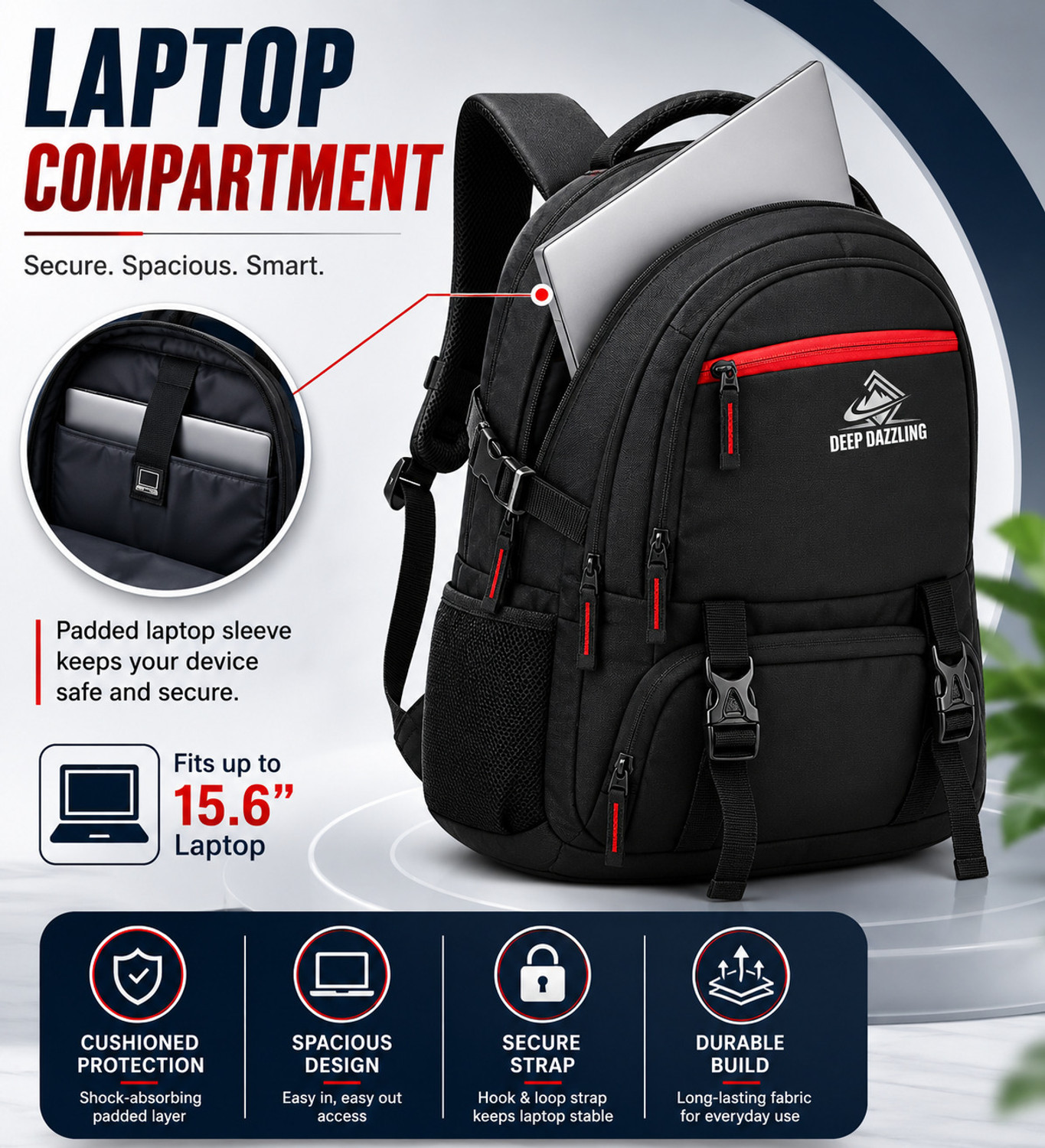 Image of DEEP DAZZLING |Office /College /School Bag ASHPER Unisex with USB Port and Rain Cover 40 L Laptop Backpack