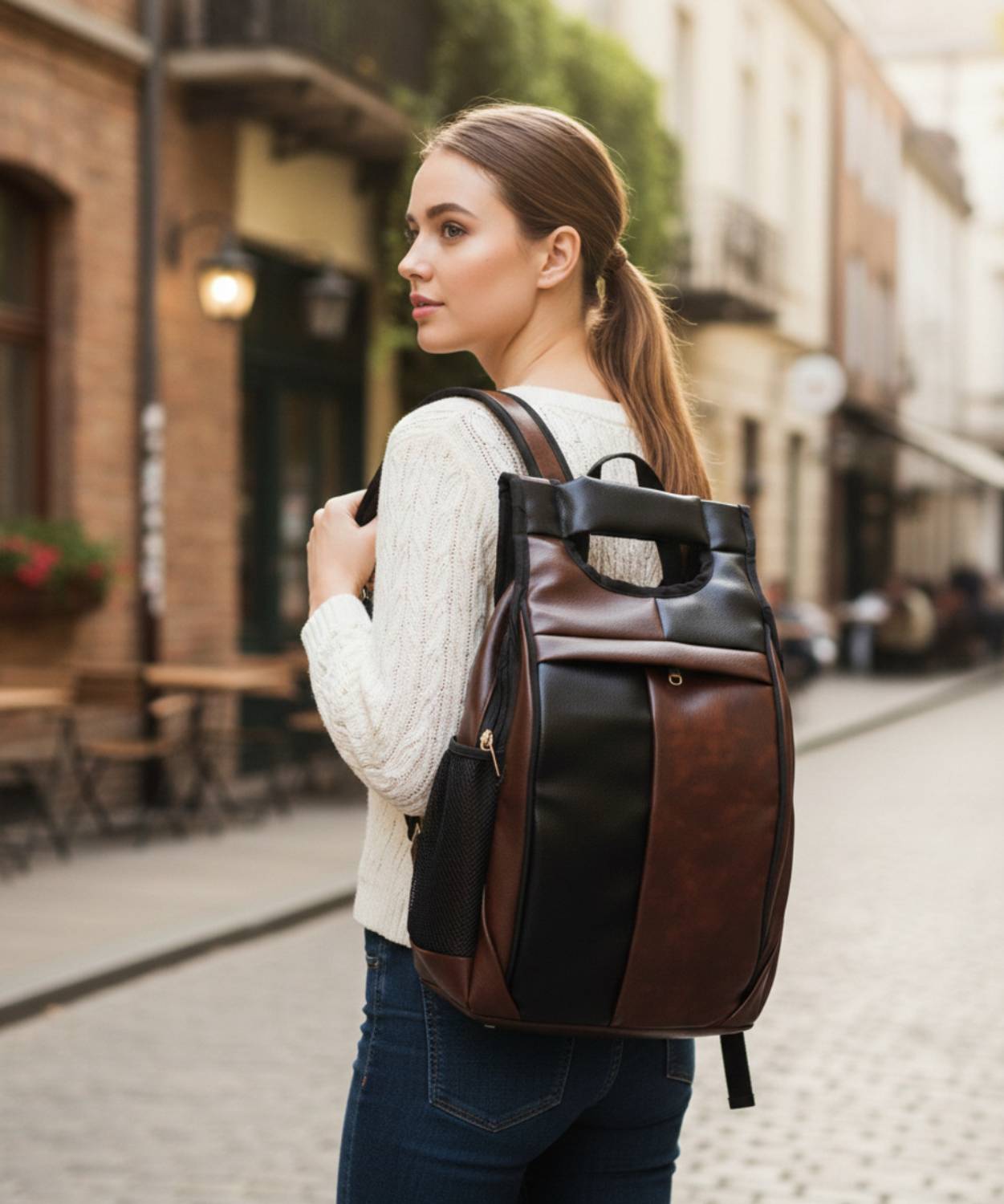 FLY BOYZ 28L Leather Laptop Backpack - Image 2