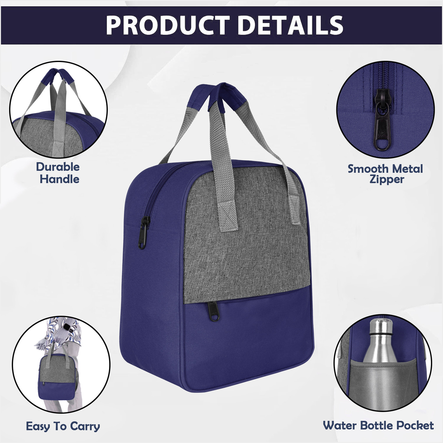 Image of ELONONE Lunch Tiffin Bag for School Collage Office &Picnic Lunch Bag Lunch Bag