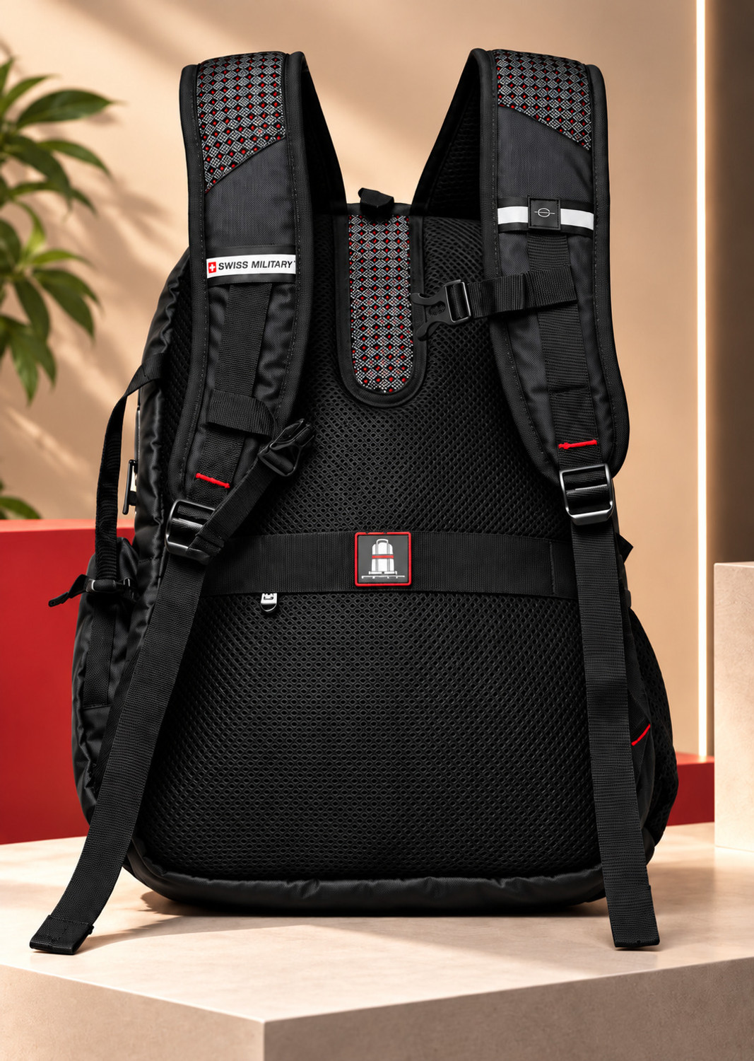 Image of SWISS MILITARY Large 39 L Laptop Backpack Urbanarmour 15.6 Inch Laptop Compartment with USB Charging Port for Unisex (Black)