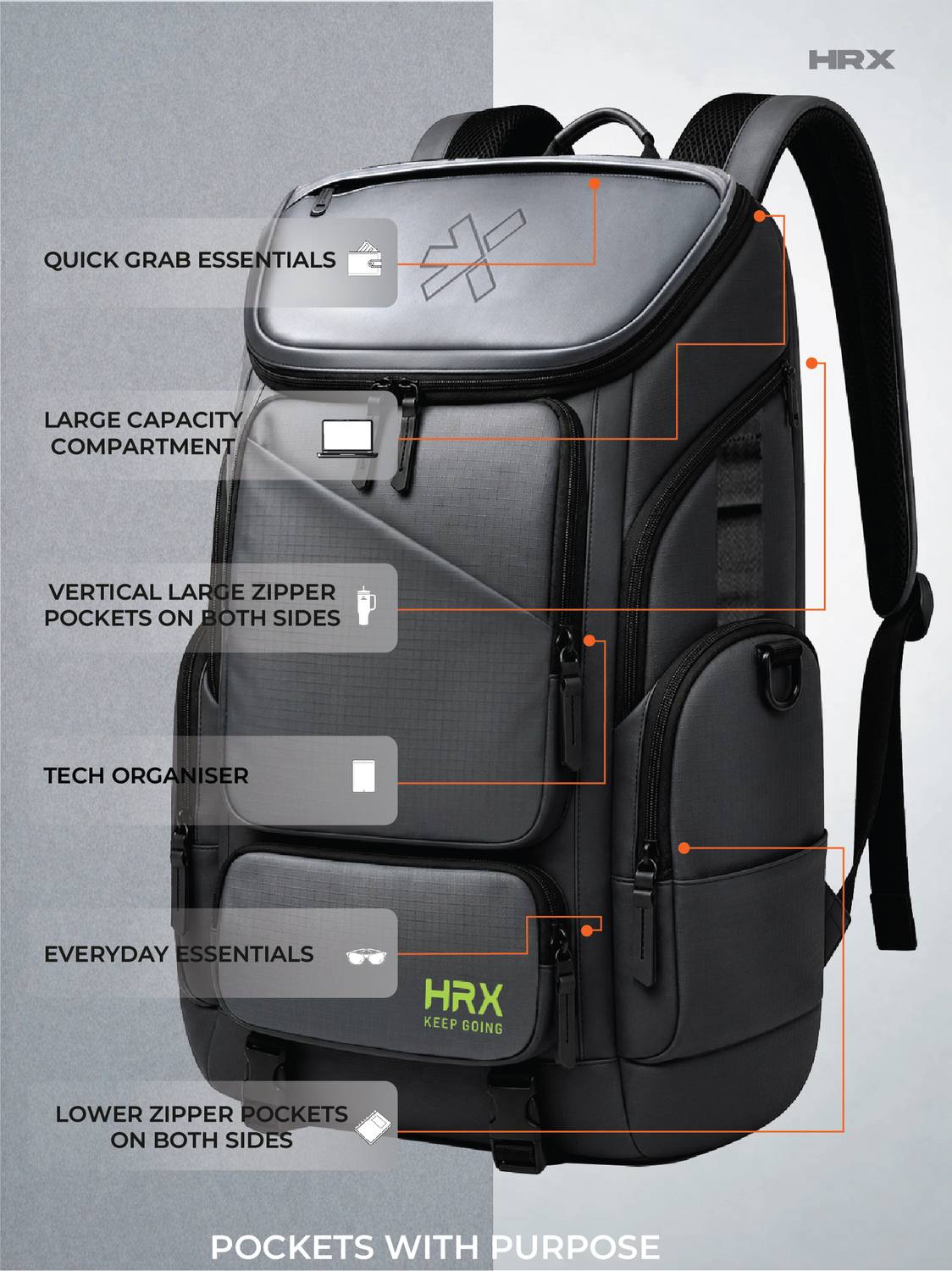 HRX by Hrithik Roshan HRX Keep Going 42L Laptop Backpack - Image 2