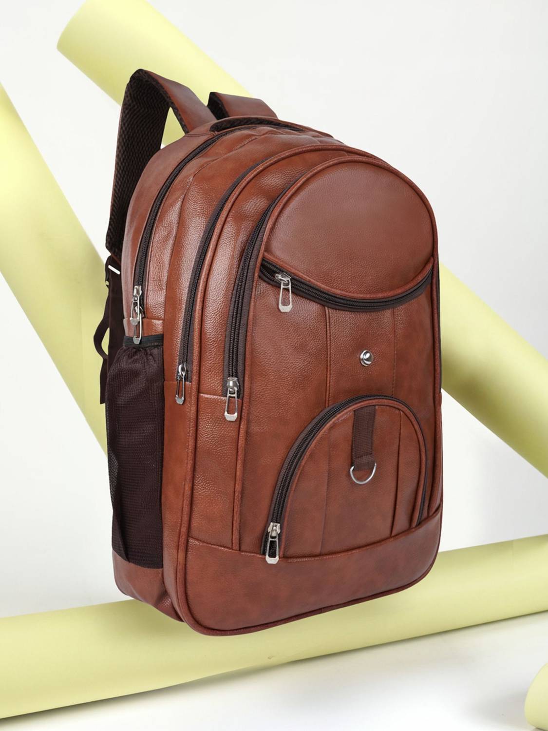 Romofy Casual Vegan Leather Office College Shoulder Business Unisex 35 L Laptop Backpack