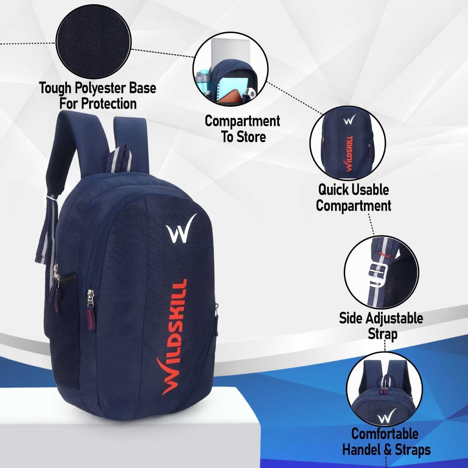 Image of WILDSKILL NEVI Backpack School College & Travel Bag with Front Zipper Pocket ( SMALL BAG) 30 L Backpack