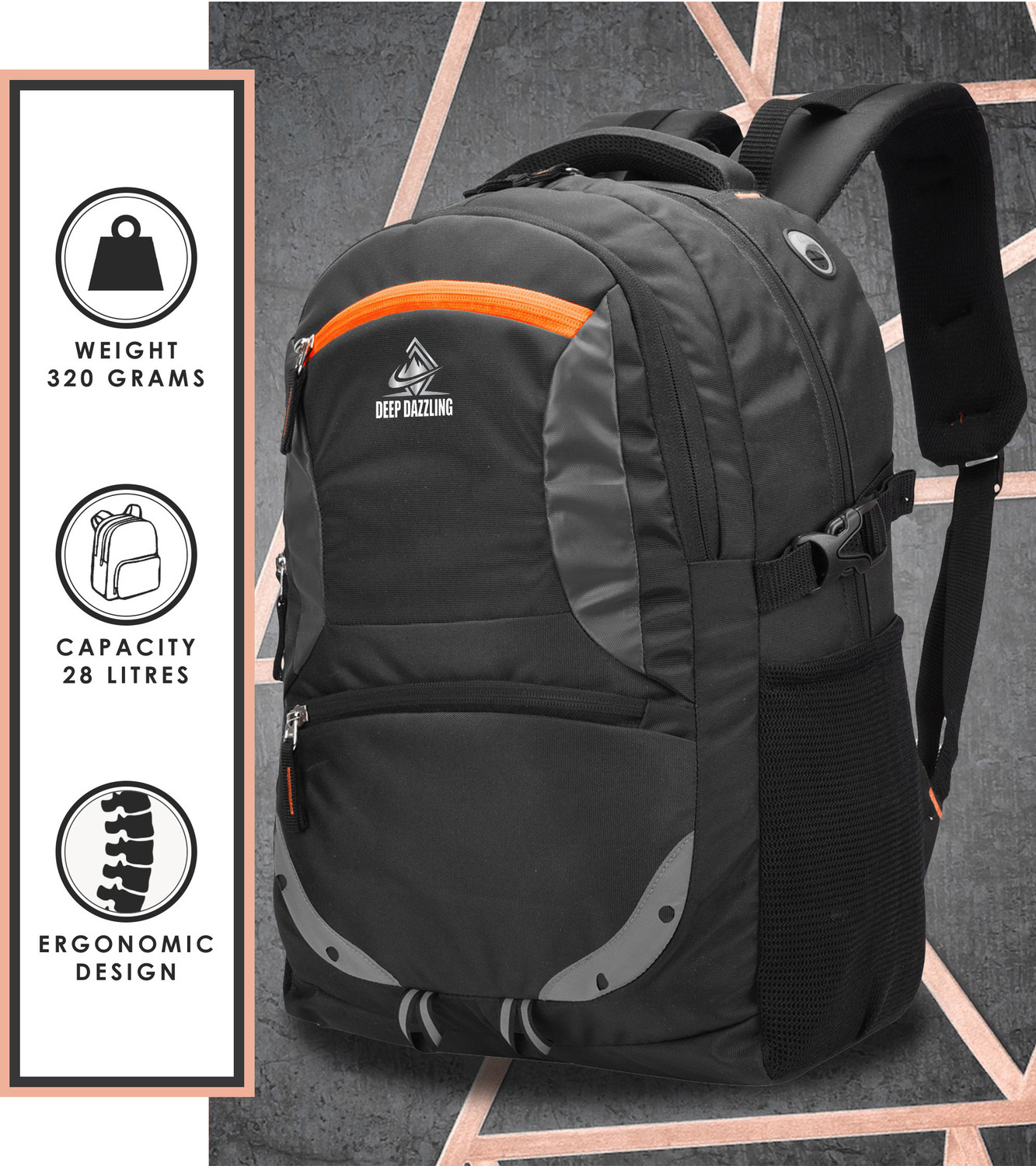 Image of DEEP DAZZLING Unisex Spacy School Collage Bag & Backpack With Rain Cover And Reflective Strip 35 L Trolley Laptop Backpack