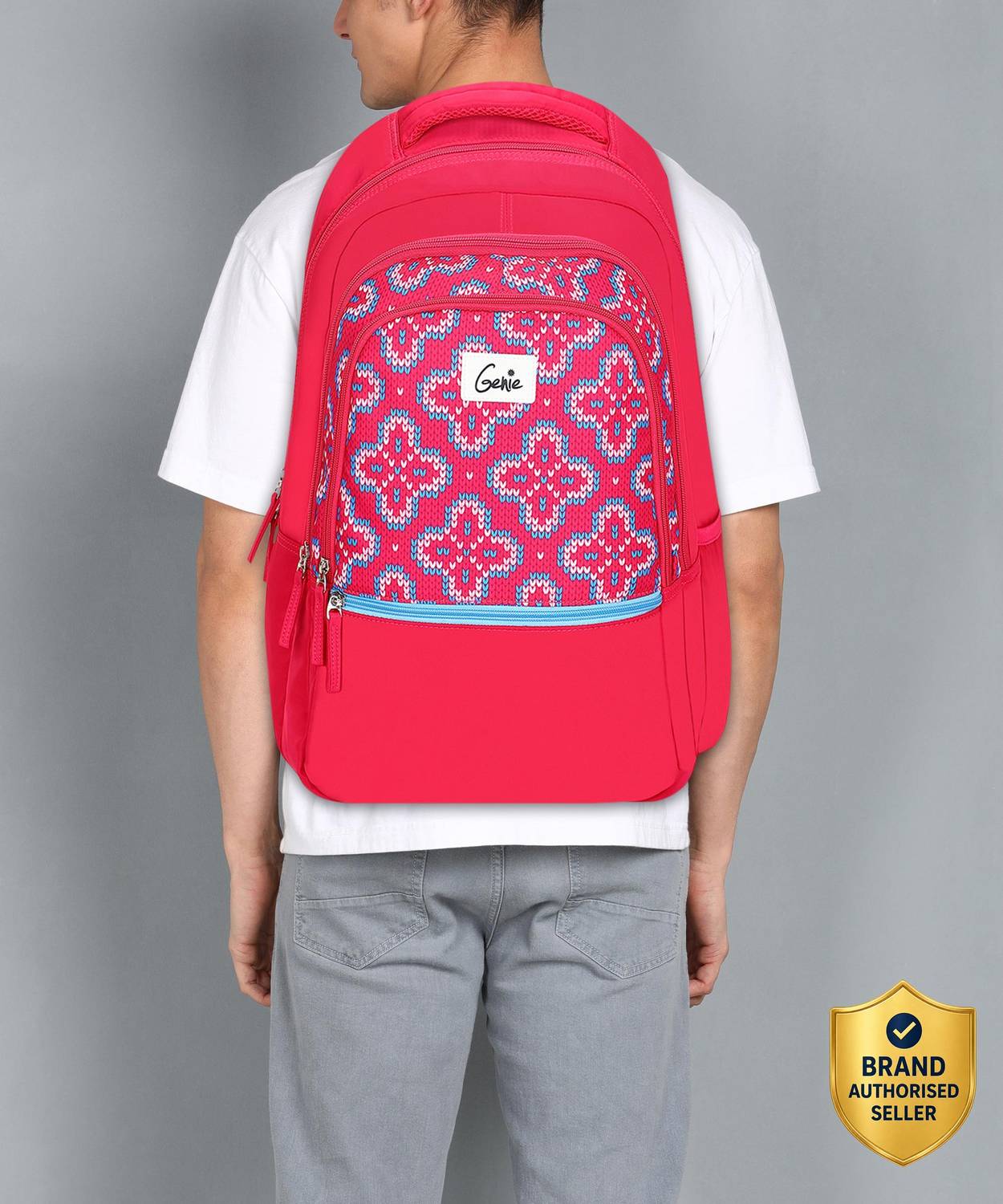 Genie School Bag for Girls. Pink backpack for women. More Volume, 3 zips, 36 L Laptop Backpack