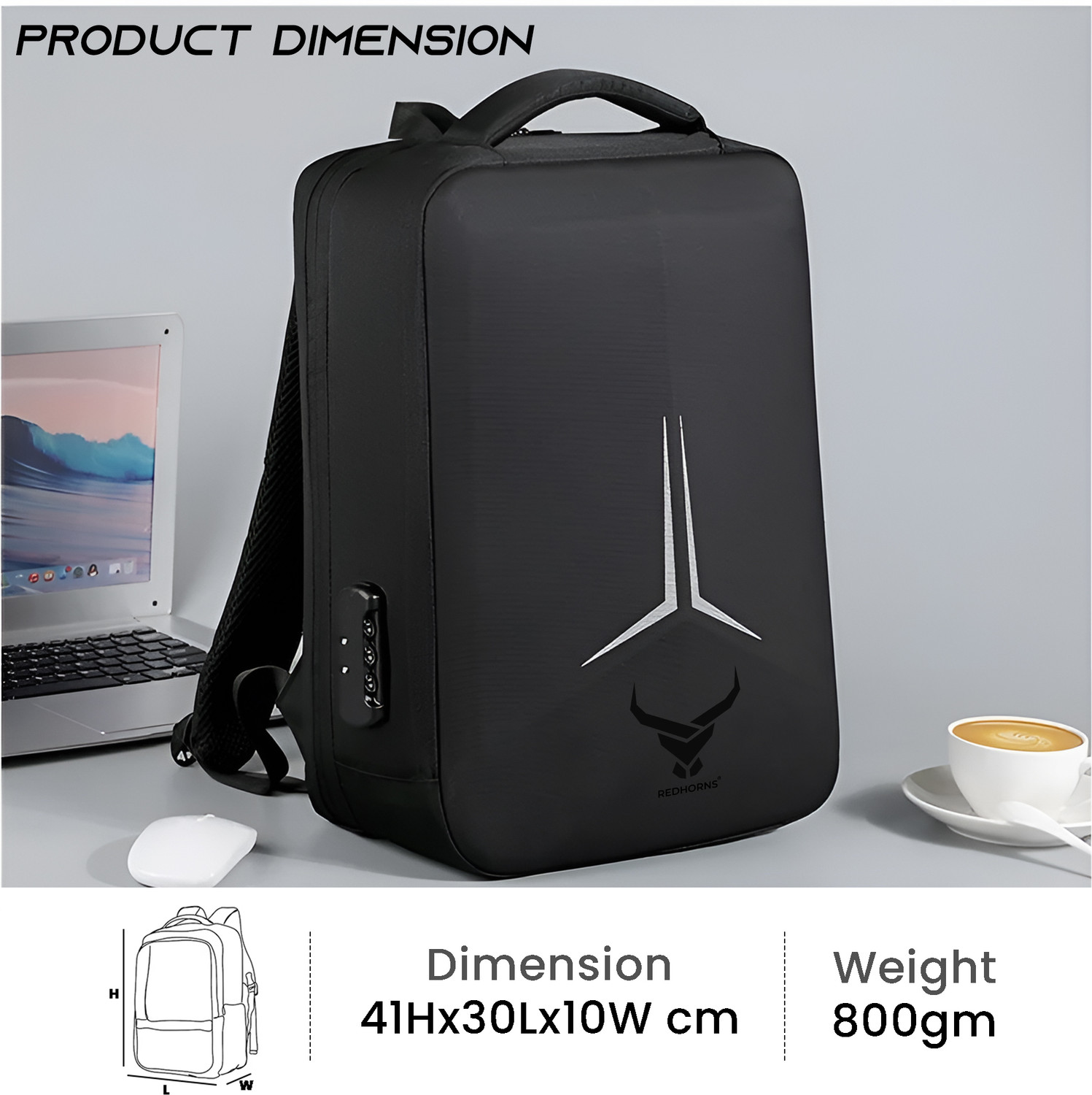 Image of REDHORNS With 15.6 Inch Padded Sleeves Hard Shell Laptop Bag For Men, Women With USB Port 25 L Laptop Backpack