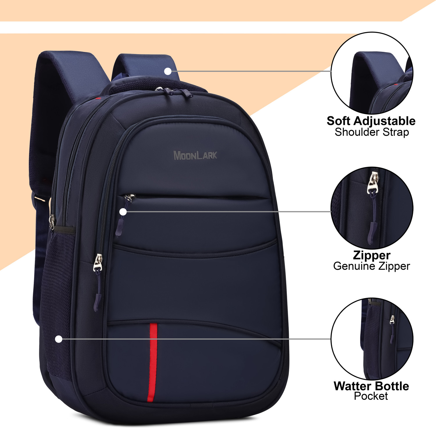 Image of MOONLARK Waterproof Travel Backpack with Rain Cover | Large Capacity Office & College Bag 35 L Laptop Backpack