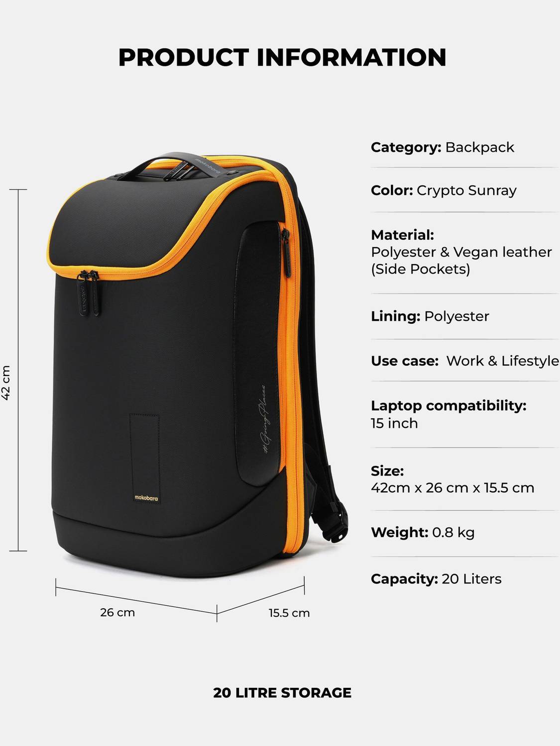 Mokobara The Transit 20L Laptop Backpack Black - Image 3