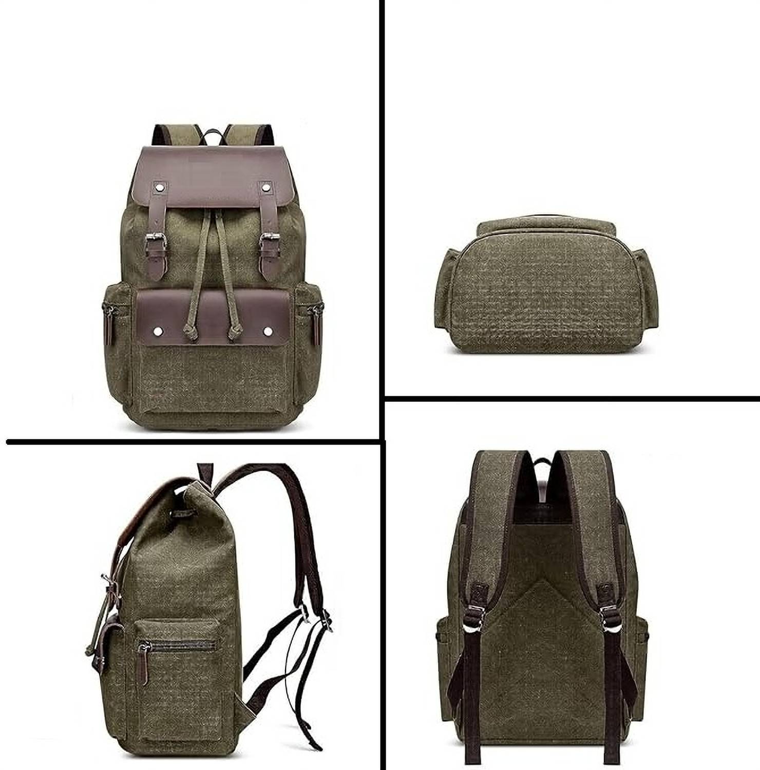 BIBO Vintage Canvas 28L Army Green Backpack - Image 3