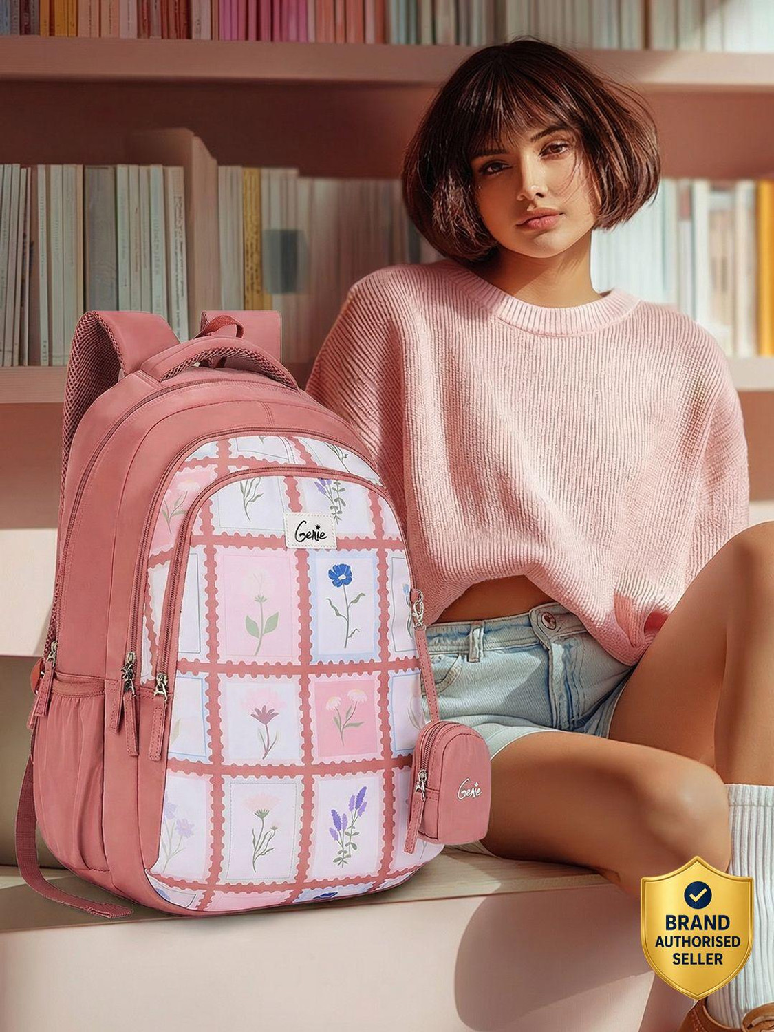 Genie Liora School Backpack For Girls |19 Inch - Rose 36 L Backpack