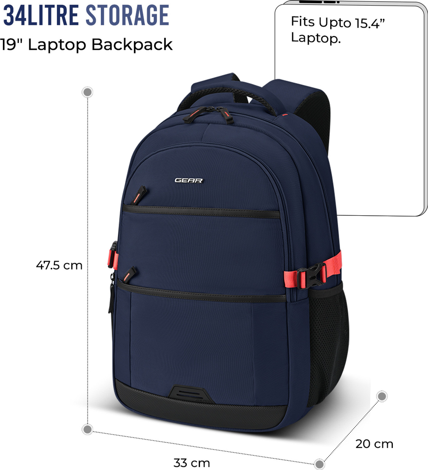 Image of Gear SWIFT LAPTOP BACKPACK WITH RAINCOVER 19 34 L Laptop Backpack