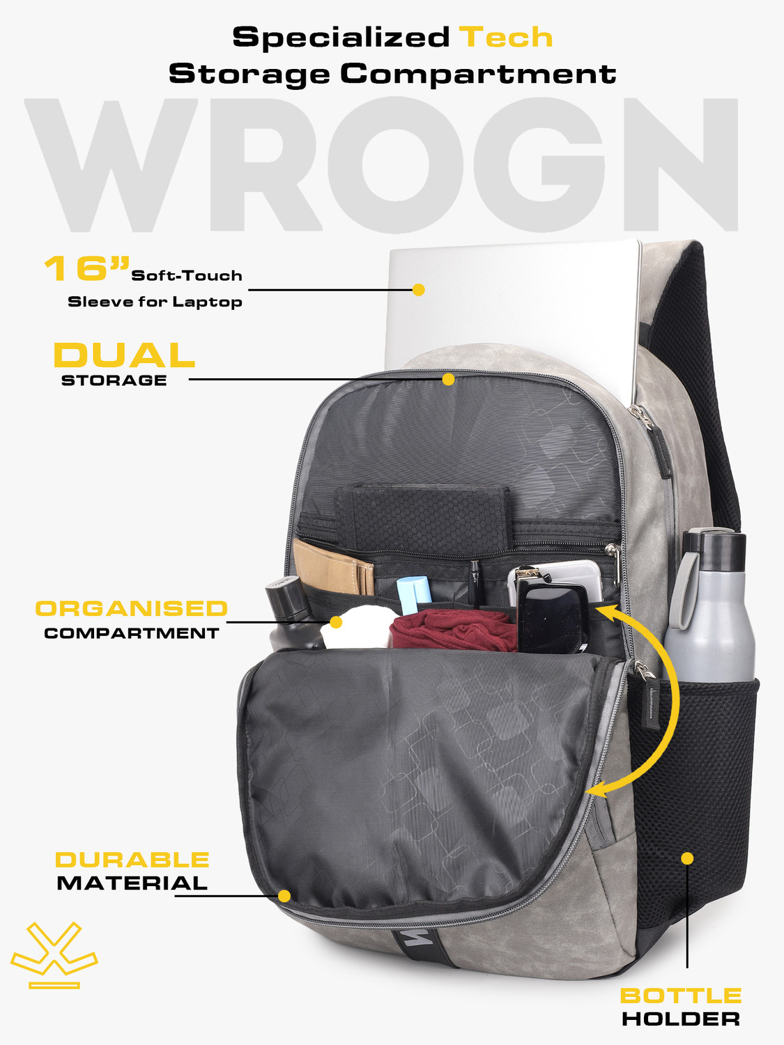 Image of WROGN Vintage Faux Leather Pu Waterproof Unisex Office /College /Business /School /bags 36 L Laptop Backpack