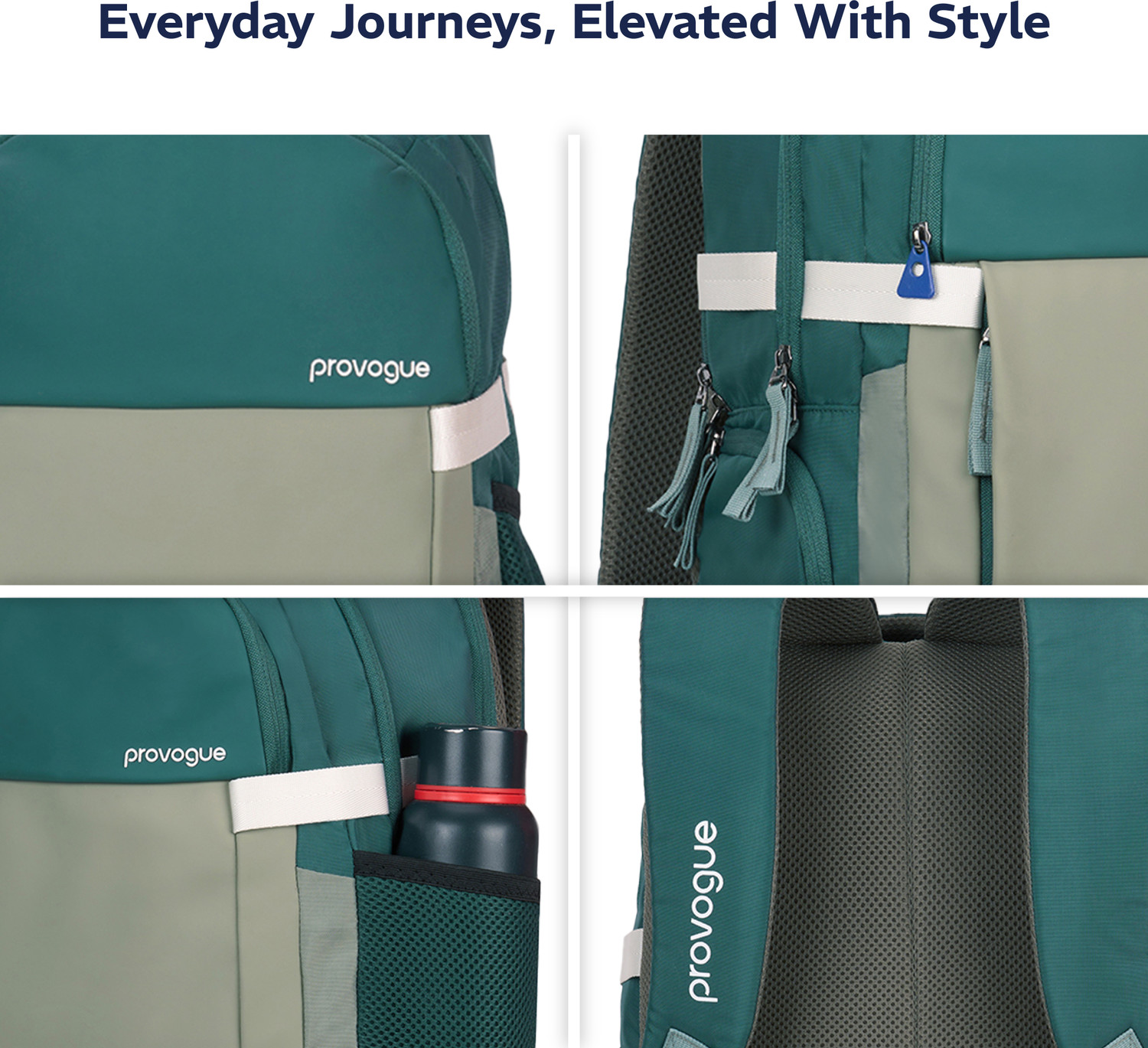 Image of PROVOGUE Urban laptop bag with rain cover, 2 side pocket, Green, 30 Ltr 30 L Laptop Backpack