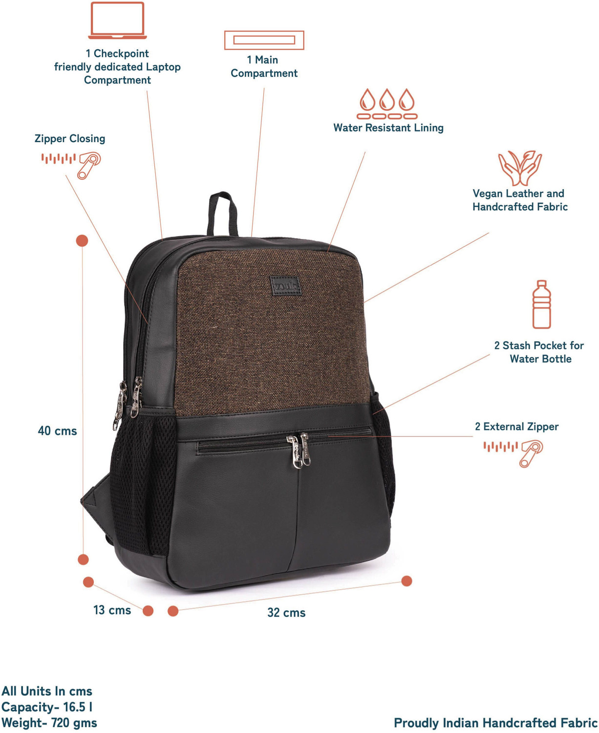 Image of ZOUK Bristel Men's Office Backpack 17.5 L Backpack