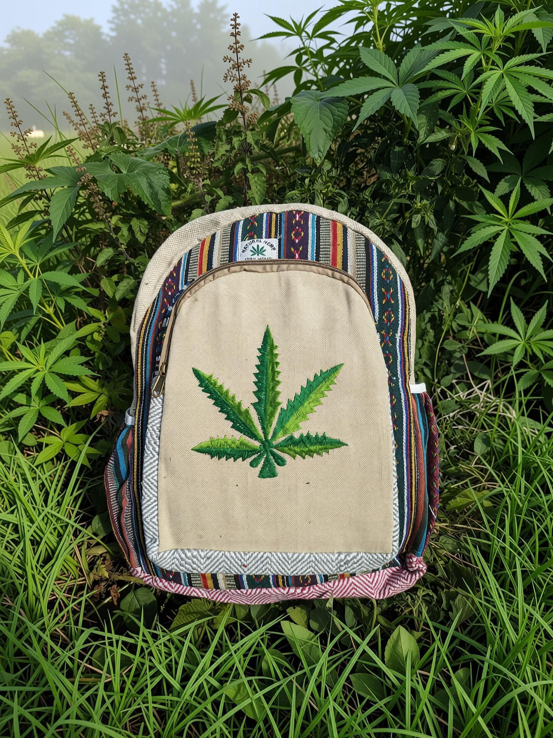 Image of Tribe Embroidery design Hemp Backback 5 L Laptop Backpack