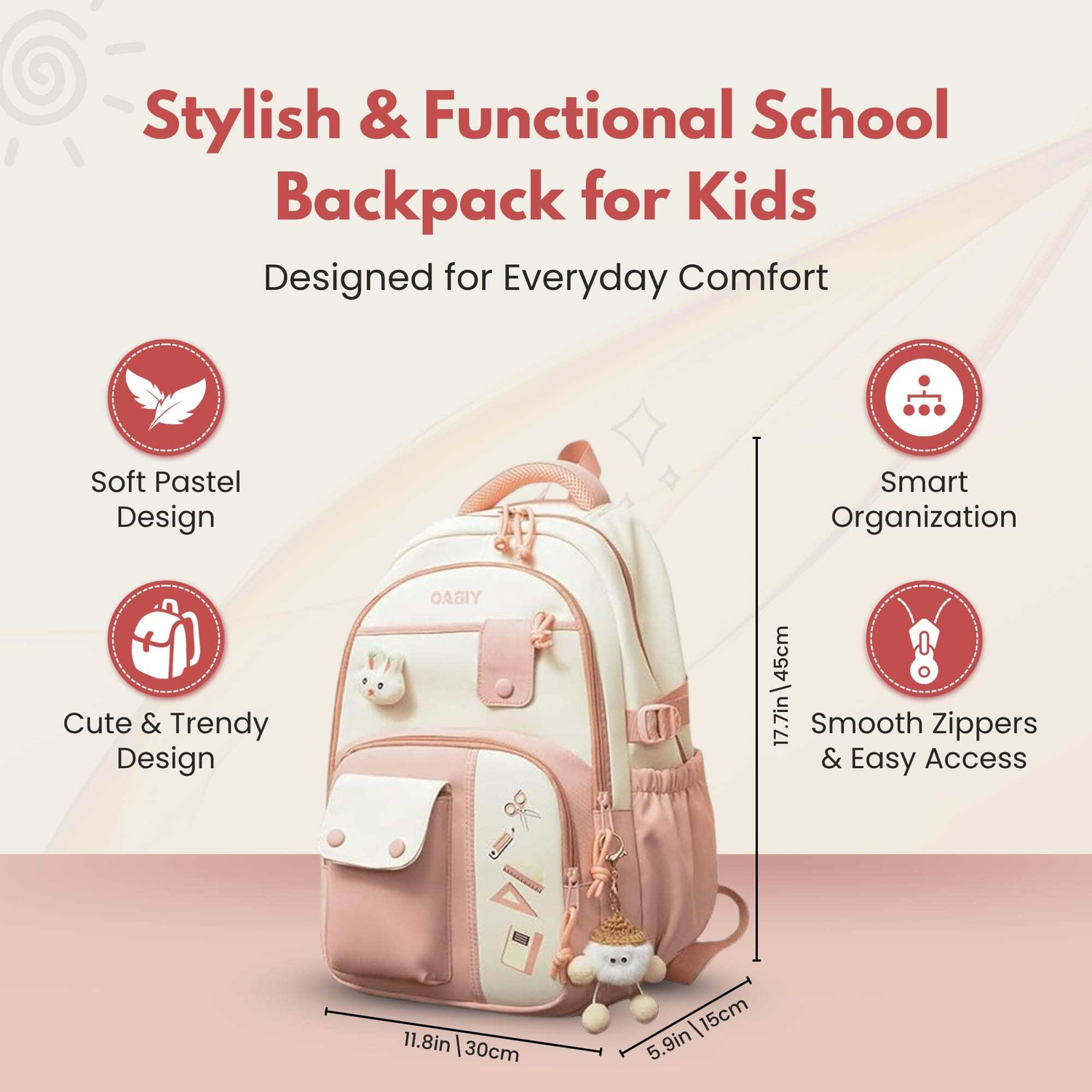 Image of Aximoz Two-tone backpack With Attached Key Chain with matching branding 30 L Backpack