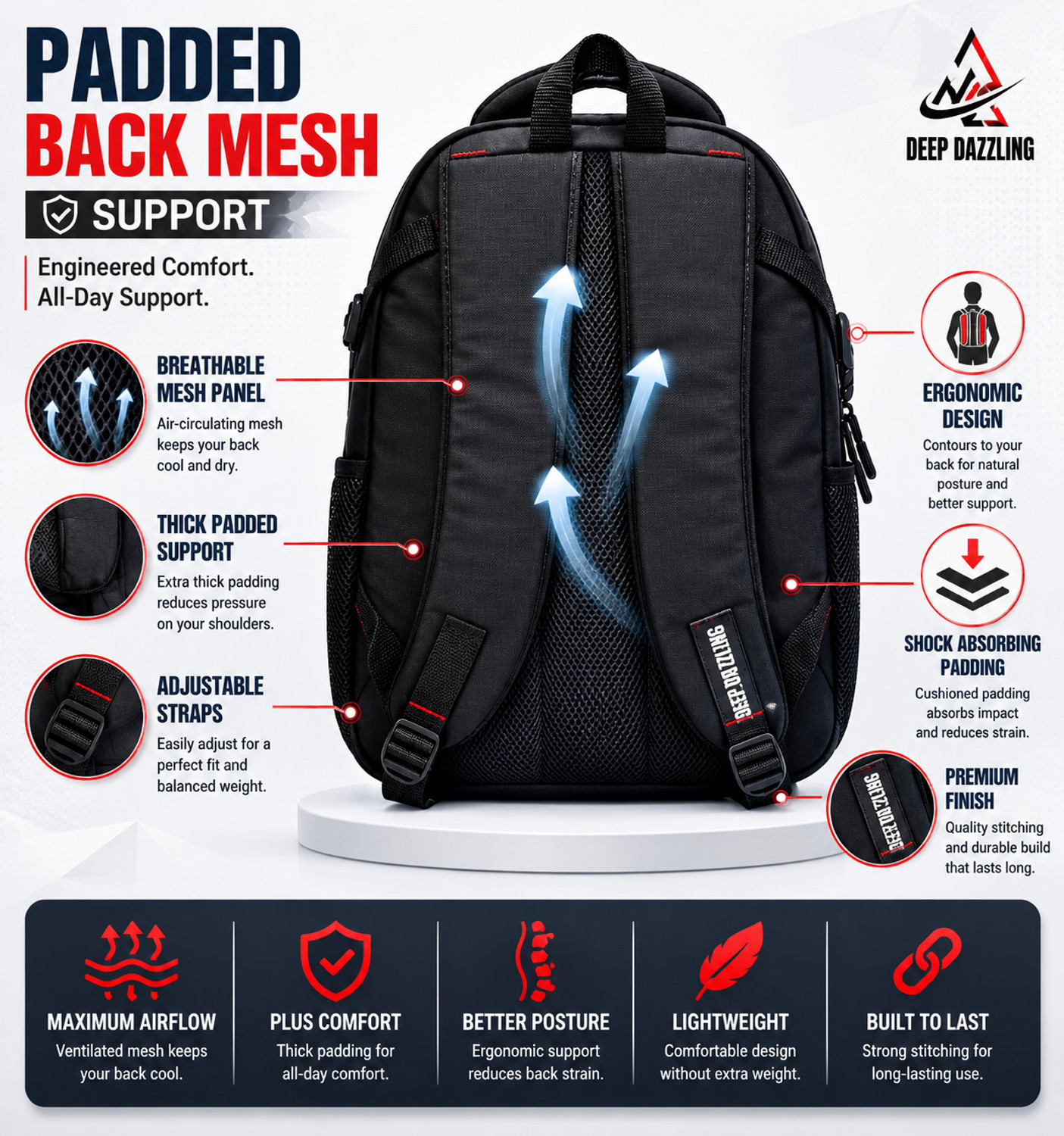 Image of DEEP DAZZLING |Office /College /School Bag ASHPER Unisex with USB Port and Rain Cover 40 L Laptop Backpack