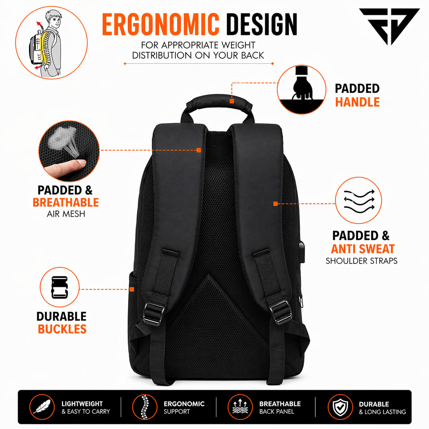 Image of Hunky Anti Theft Laptop Backpack | Number Lock | USB Charging | 15.6 Inch Laptop Waterproof Backpack