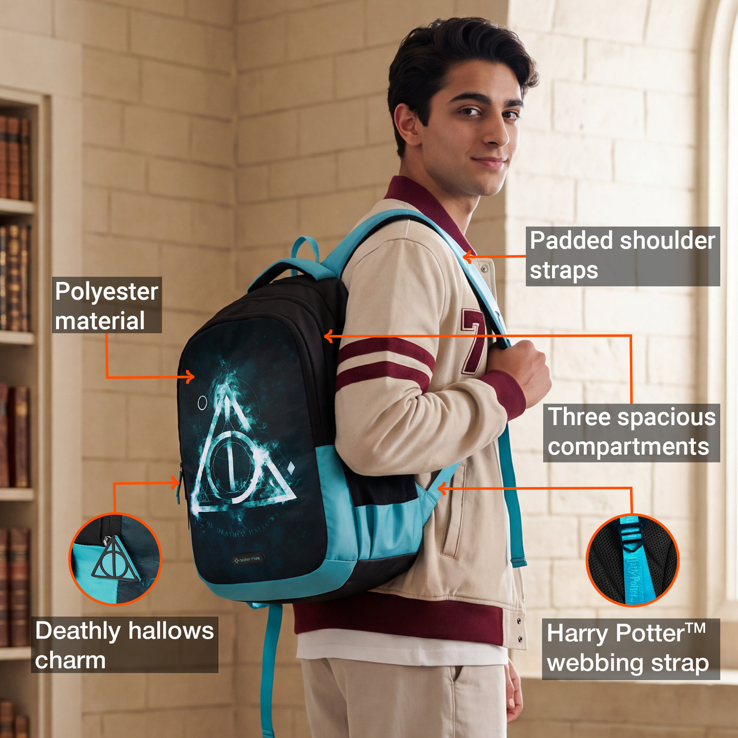 Image of NASHER MILES Harry Potter Deathly Hallows Laptop Backpack for Office College Travel 35 L Laptop Backpack