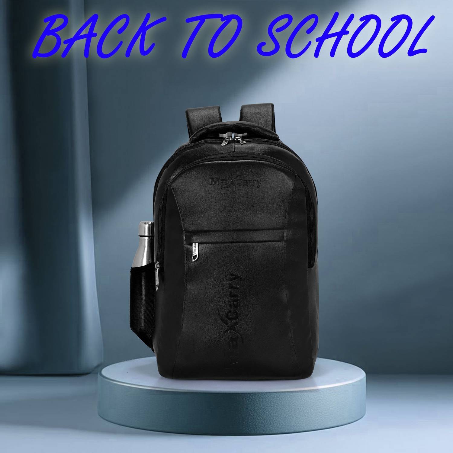 Maxcarry Premium Black Leather Backpack 40L - Image 3