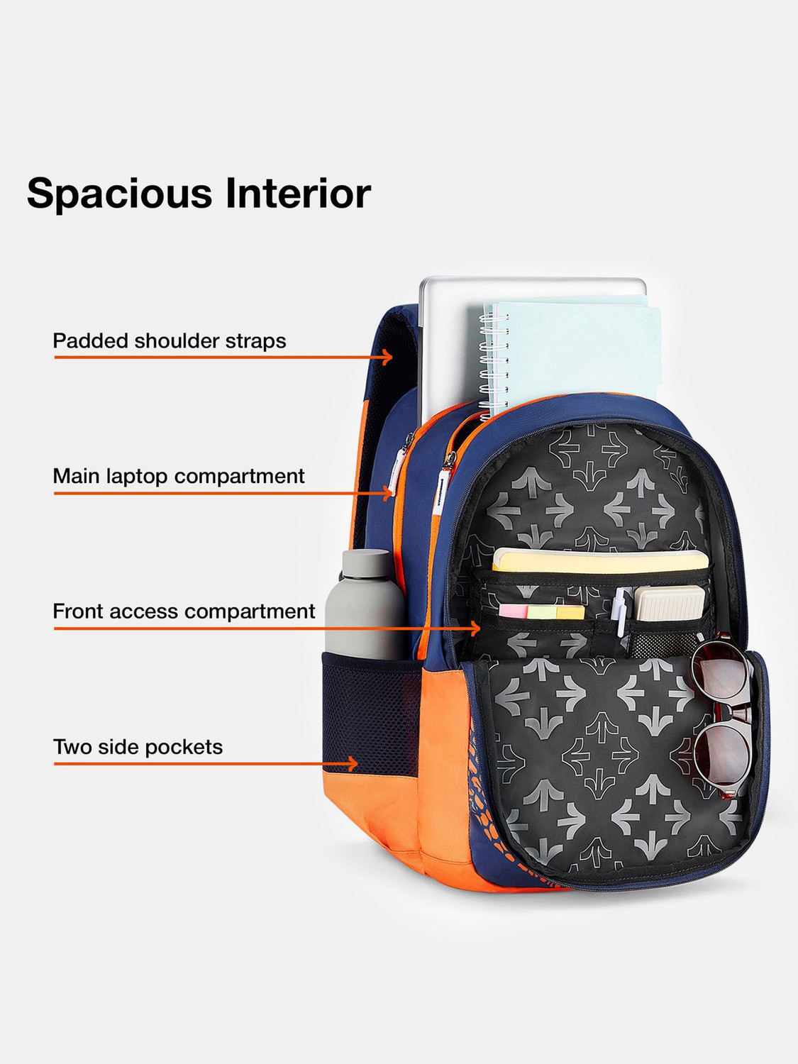 Image of NASHER MILES Kinetics | 3 Compartments | Rain Cover | Casual | College | School 45 L Laptop Backpack