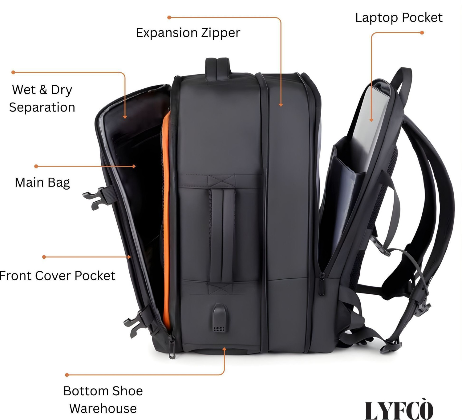 Image of LYFCO Travel Backpack 45 L Laptop Backpack