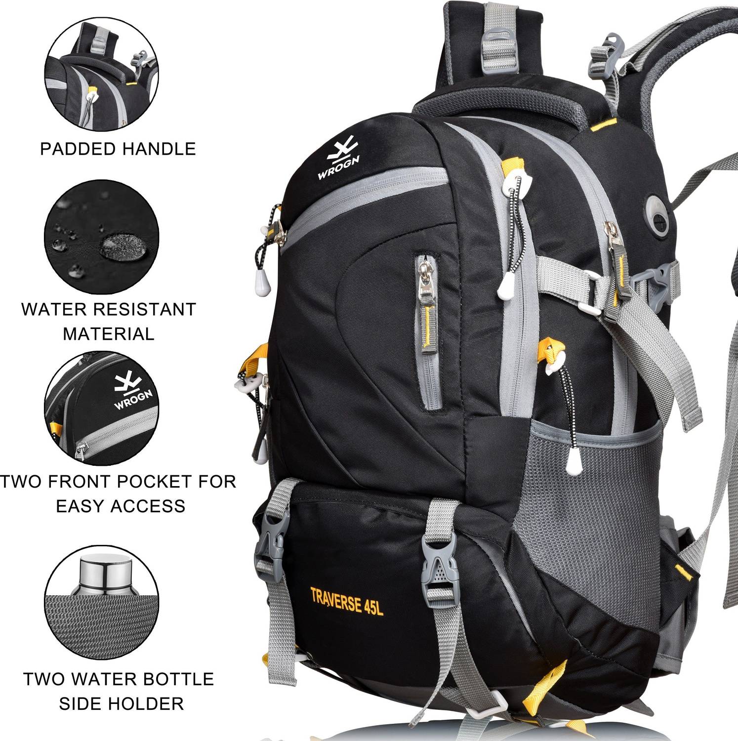 WROGN 45L Unisex Travel Laptop Backpack - Image 3