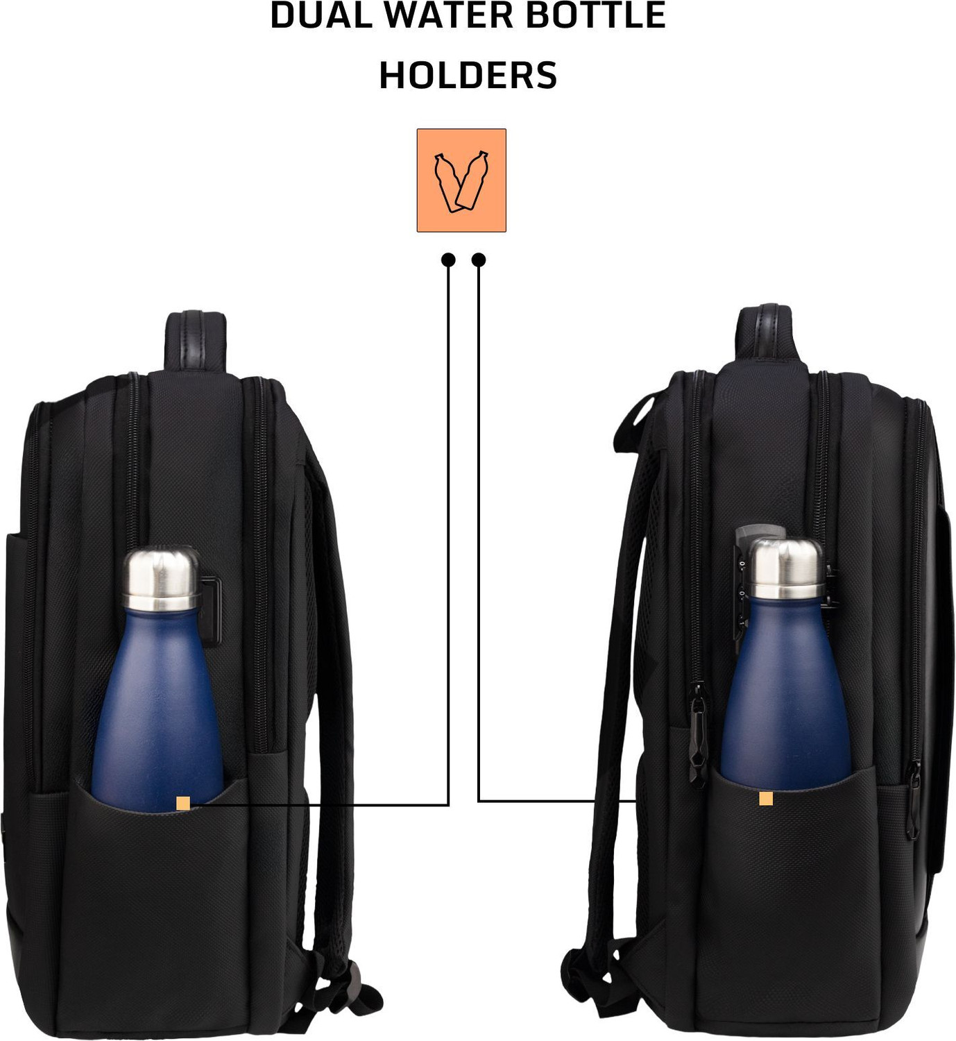 Image of F Gear Alpha 25L Black Anti-Theft Laptop Backpack | 17 inch Laptop, USB & Type-C 25 L Laptop Backpack