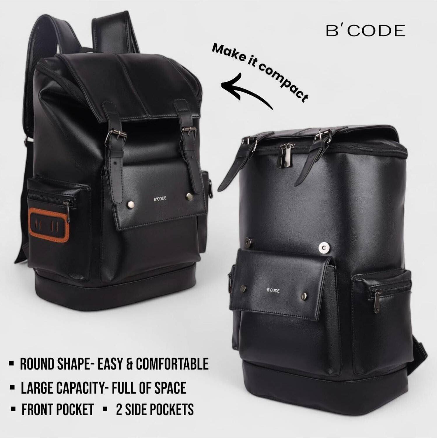 Bcode Ventro 30L Vegan Leather Anti-Theft Laptop Backpack - Image 4