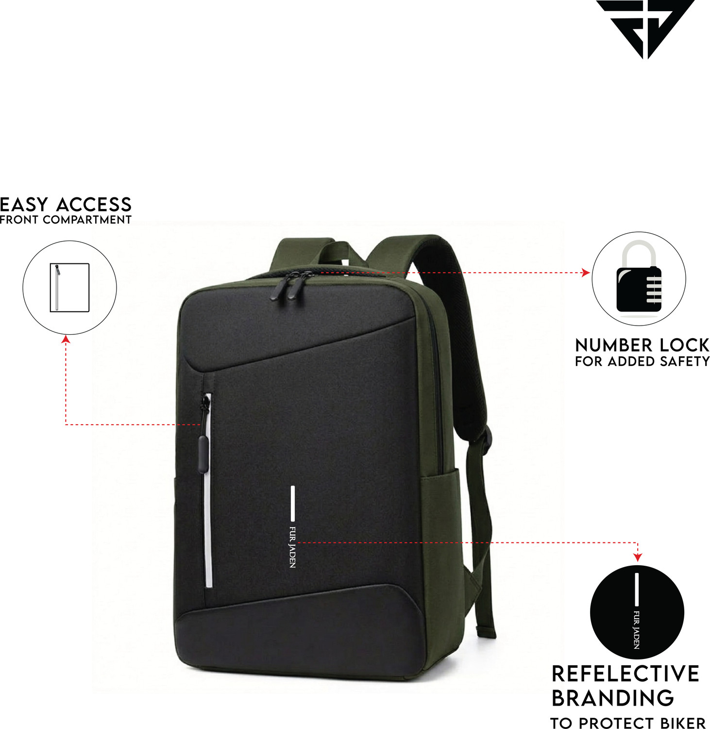Image of FUR JADEN Anti Theft Number Lock 15.6 Inch Bag for Men Women 24 L Laptop Backpack