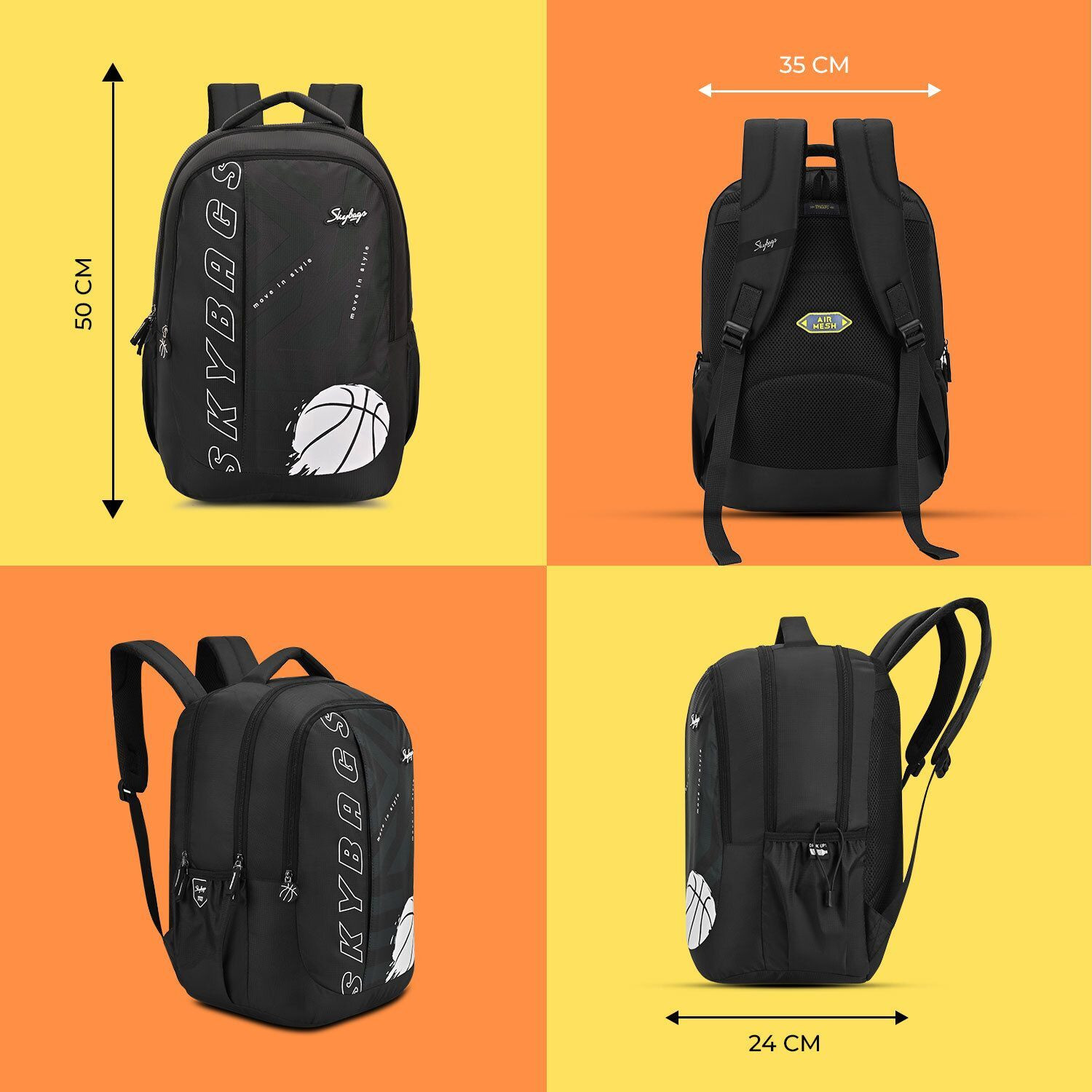 Image of SKYBAGS KLAN V2 05 SCBP BASKETBALL BLACK 38 L Backpack