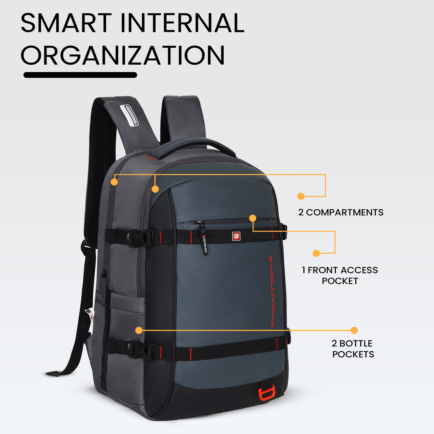 Image of HOT SHOT PHANTOM-X TROLLEY SLEEVE,SUSPENSION STRAP,OFFICE,COLLEGE,TARVEL|bag for men| 32 L Laptop Backpack