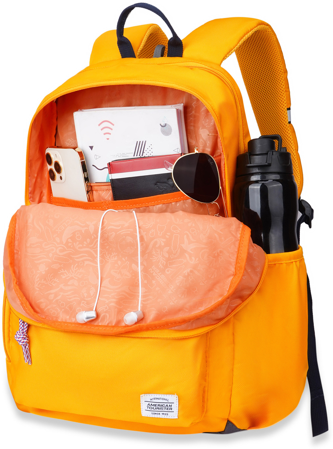 Image of AMERICAN TOURISTER Medium 28 L Laptop Backpack Carter College & Office Laptop Backpack with Front Organizer /Spacious Interiors (Yellow)
